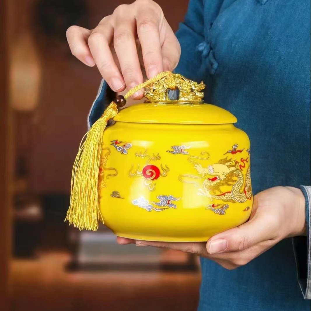 Factory Direct ceramic tea jar creative tea candy sealed dense medicine powder tea jar household portable sealed moisture-proof jar