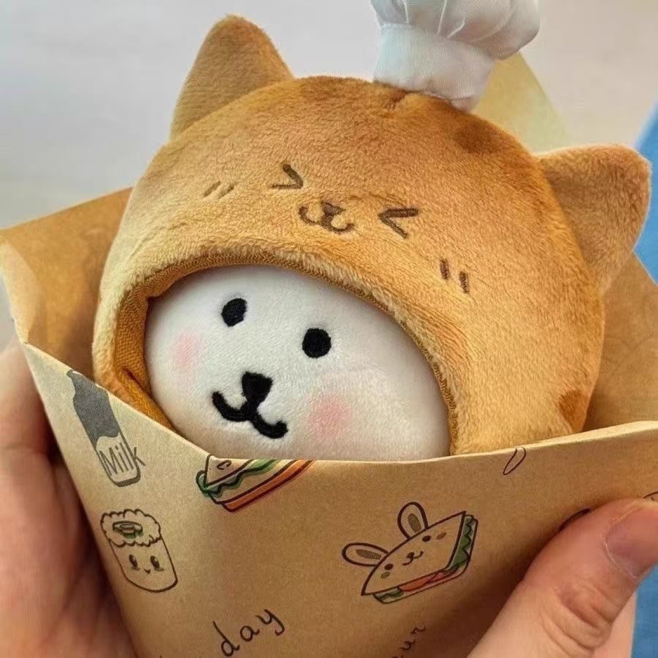 10cm Burnt Bread Cute Self-Deprecating Bear Doll Accessories Pendant Hood Cotton Doll Doll Clothes Decoration