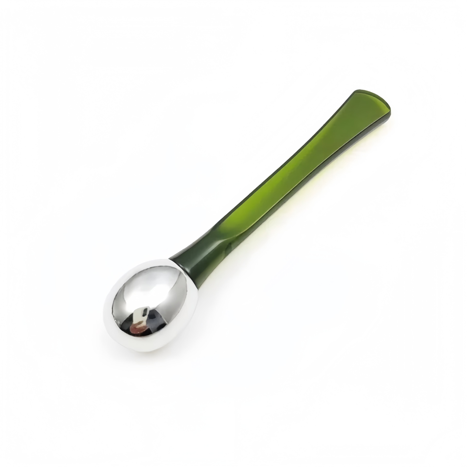 in stock metal round bead eye cream stick eye massage beauty cream applicator stick plastic dark green cream import spoon