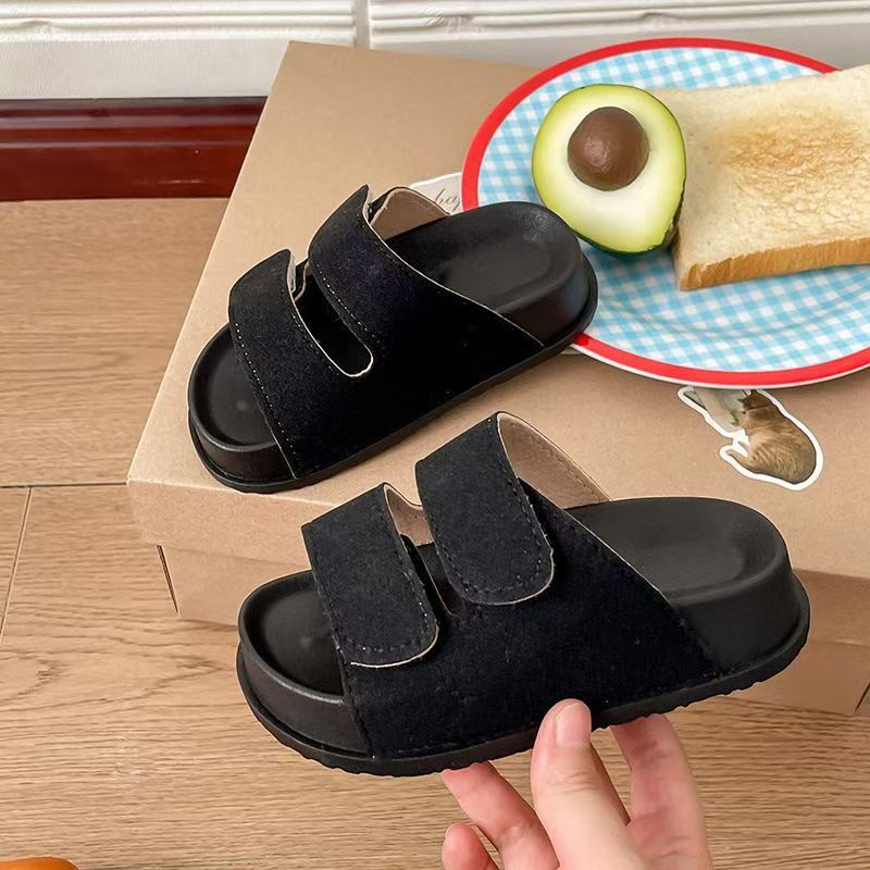 Korean Style Casual Children's Slippers Outdoor Thick-Soled Medium and Large Children's Beach Shoes Girls' Flip-Flops Summer Sandals for Boys