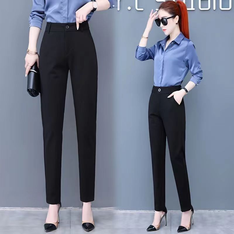 Source Manufacturer Stretch Trousers Women's High-Waisted Straight Trousers Middle-Aged Mother's Trousers Nine-Point Work Clothes Suit Trousers Wholesale