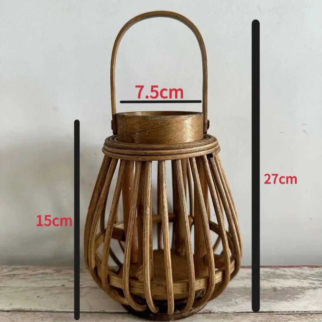 New Chinese-Style Bamboo and Rattan Woven Lantern Storage Basket, Desktop and Floor Storage, Zen-Inspired, Simple, Mini Handmade Zen Style