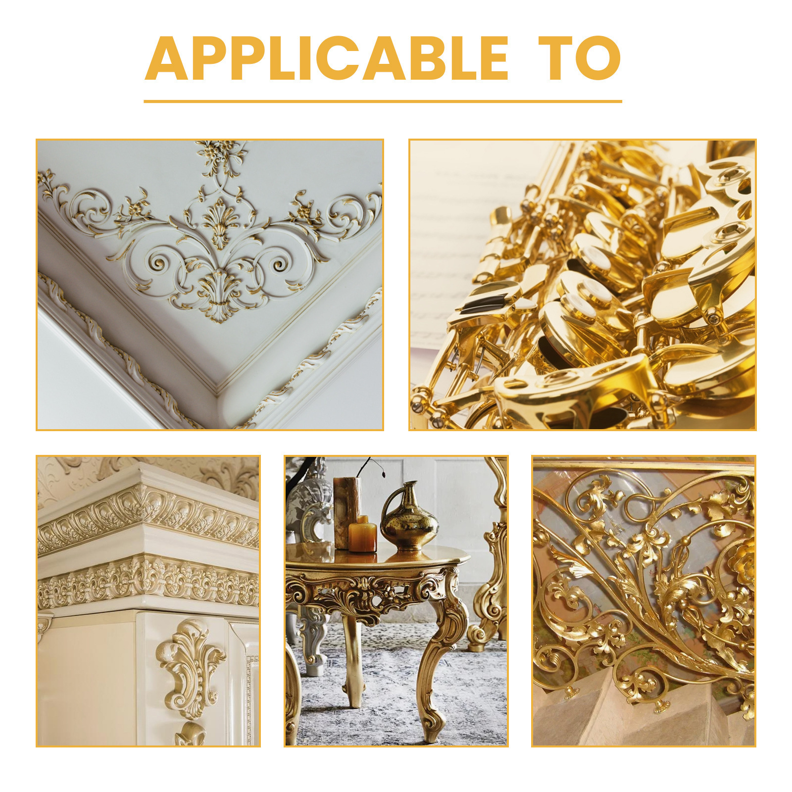 Jakehoe Glitter Gold Foil Paint Glitter Metal Gold Paint Wall Sign Decoration Gold Foil Paint