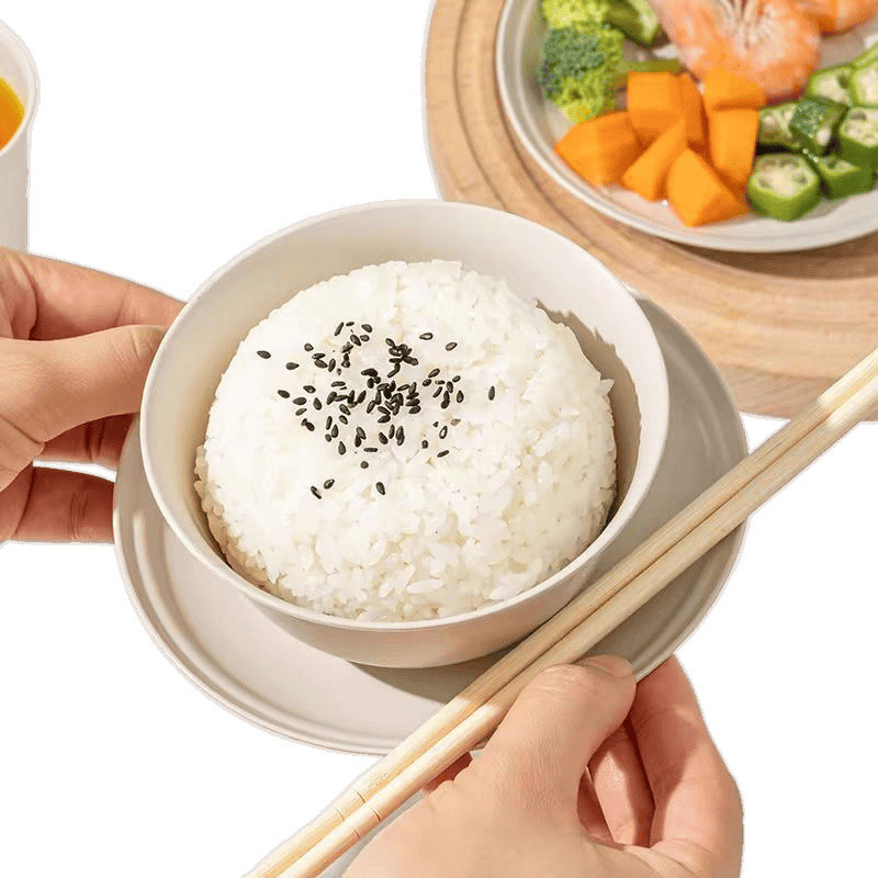 Rice Husk Disposable Tableware, Individually Packaged Bowls, Wine Glasses, Spoons, Tea Cups and Saucers, Biodegradable Set for Hotel Wedding Banquets