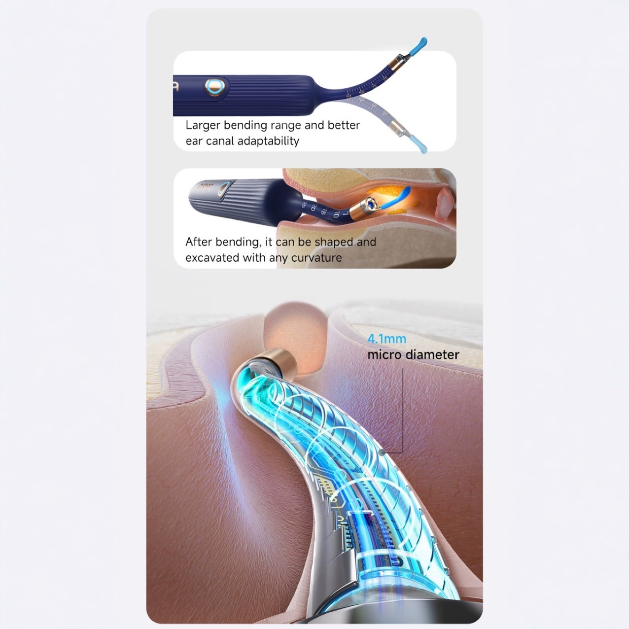 E33R Wholesale Visual Ear Care Appliance Ear Packer 3.5mm Personal Care Product Endoscope Digging