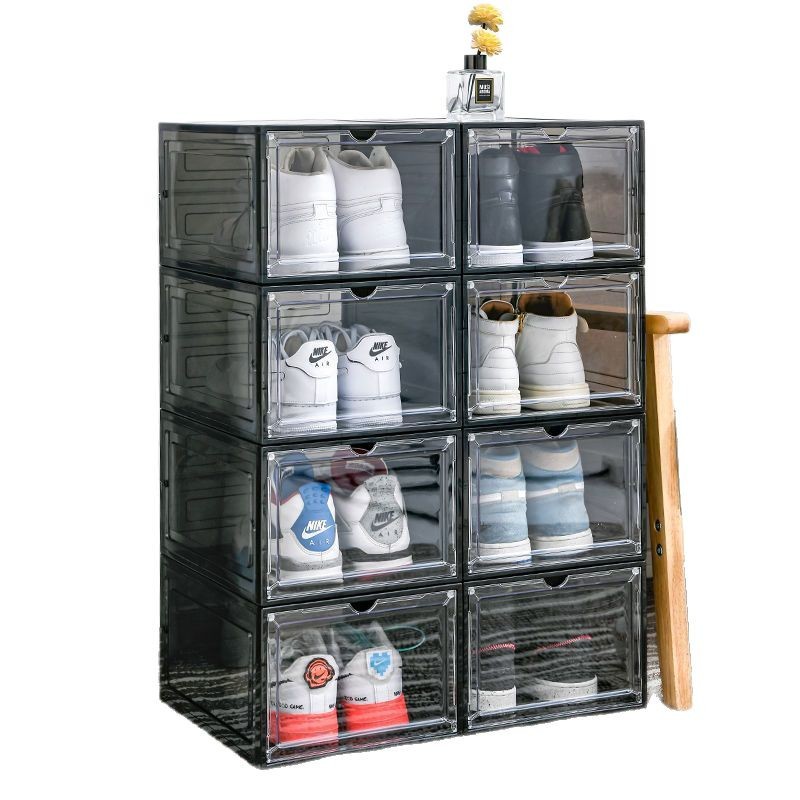 Magnetic Hard Plastic Shoe Box Transparent Storage Box Shoes Storage Thickened Super Space-saving Artifact Simple Dormitory Shoe Cabinet