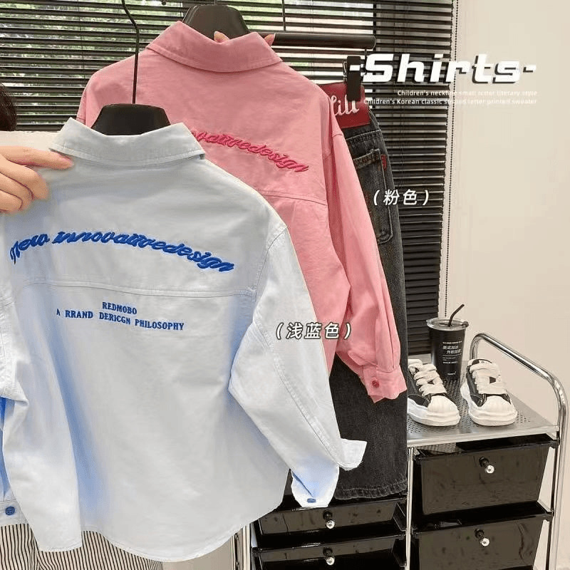 Детская одежда, осенняя рубашка, длинный рукав для мальчиков и девочек, стильная верхняя одежда для больших детей