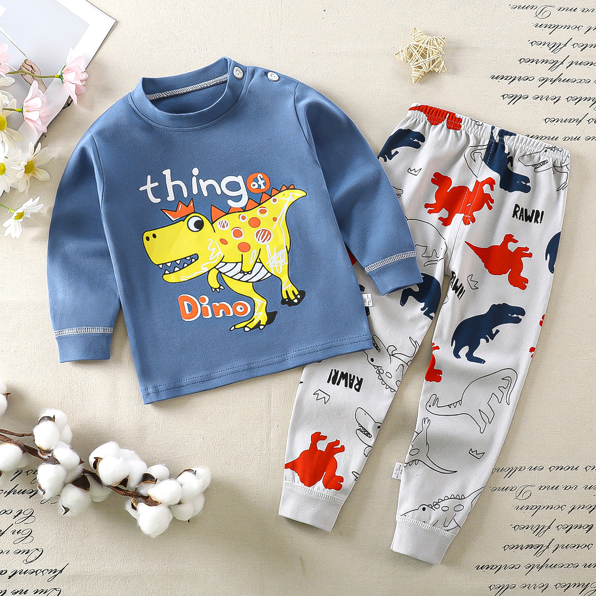 Children's Intimates Set 2025 Autumn and Winter New Pure Cotton Boys and Girls Autumn Clothes and Long Pants Baby Baby Home Clothes Dropshipping