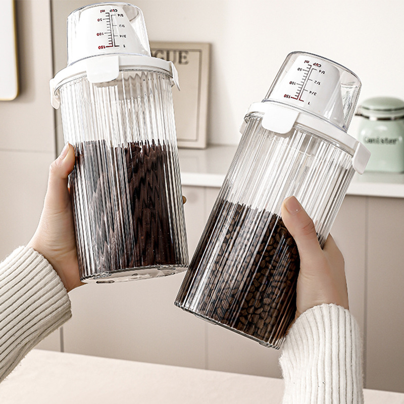 Large Thickened Pet Sealed Food Storage Container, Laundry Detergent Dispensing Bottle, Large Capacity Container with Measuring Cup