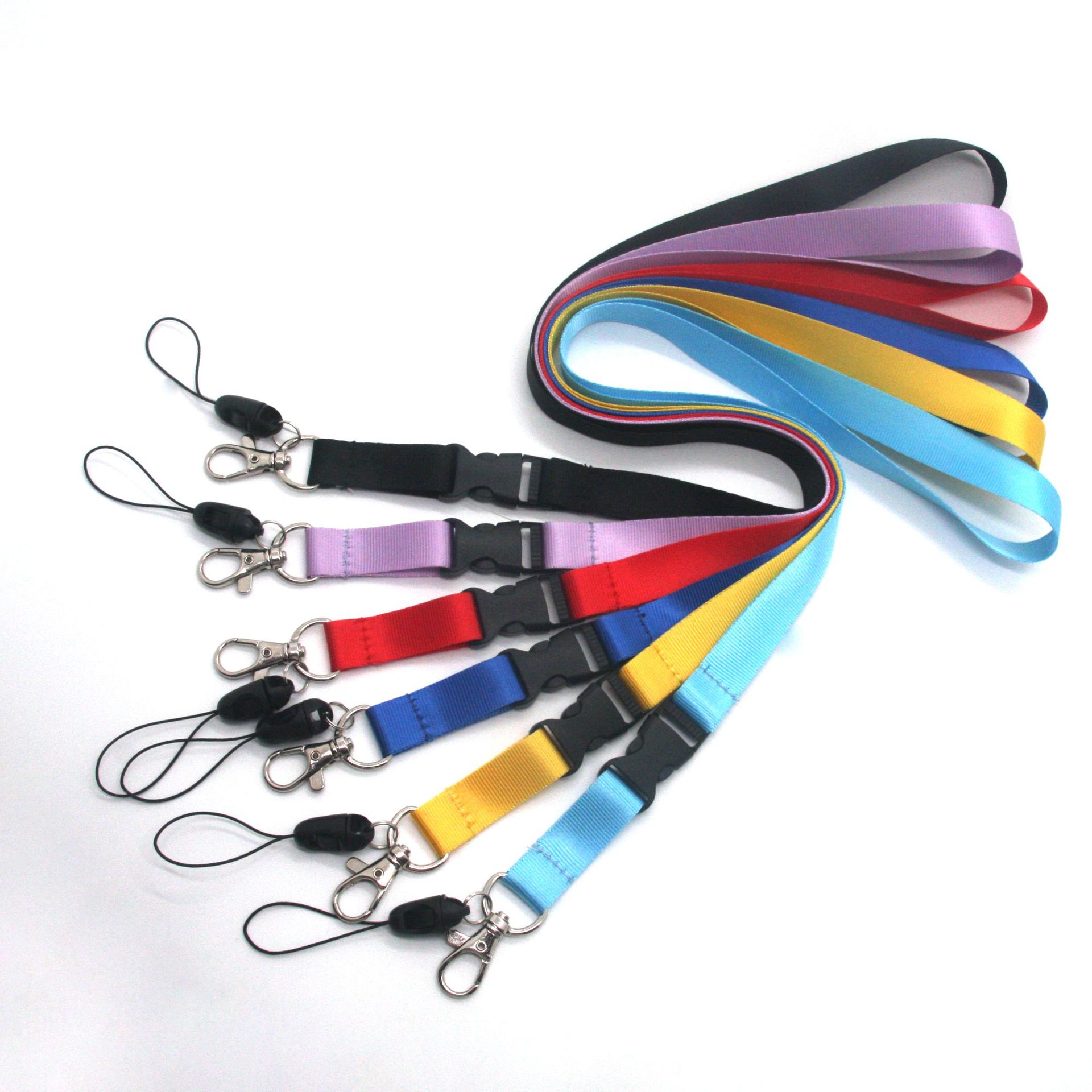Factory wholesale color certificate lanyard color lanyard nylon webbing separation buckle mobile phone rope lanyard neck printing
