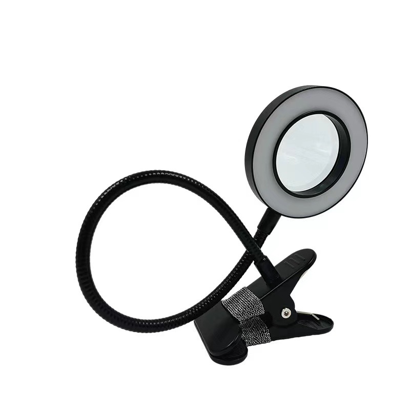 Wholesale creative USB clip clip eye lamp magnifying glass clip lamp 3 color adjustable student desk reading small desk lamp