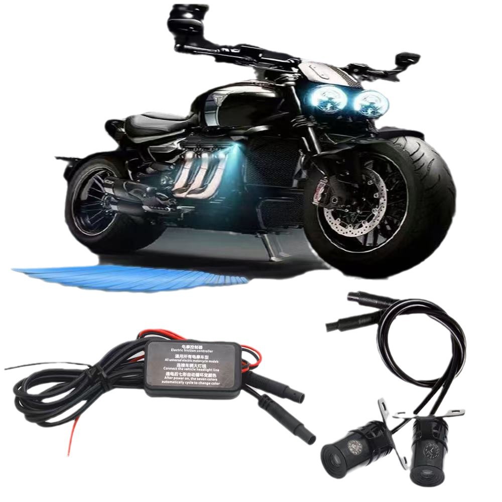 Motorcycle Angel Wings Special Electric Vehicle Wings Welcome Light Pedal Imitation Race Retro Motorcycle Cruise Car Modification