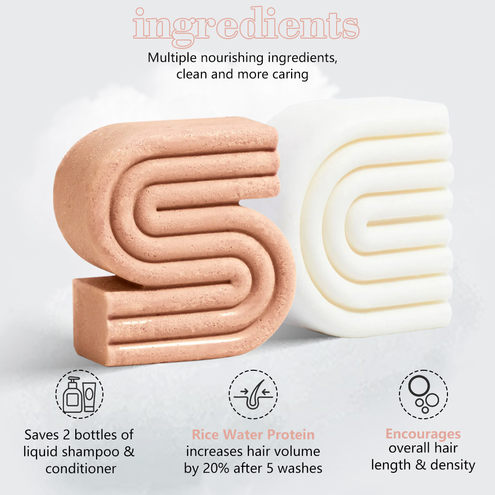 KOEC Rice Hair Wash and Protect Soap Combination Cleansing and Nourishing Solid Shampoo Conditioner suit Cross-border Explosions