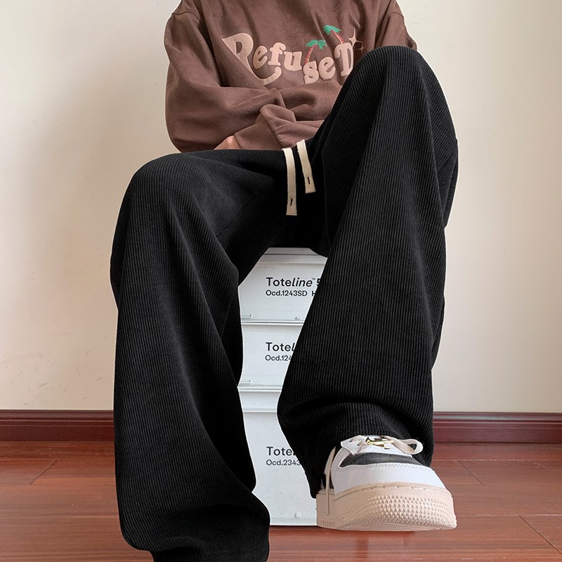 Брюки из американского вельвета для мужчин, весна-осень, свободные, прямые, модные, широкие ноги