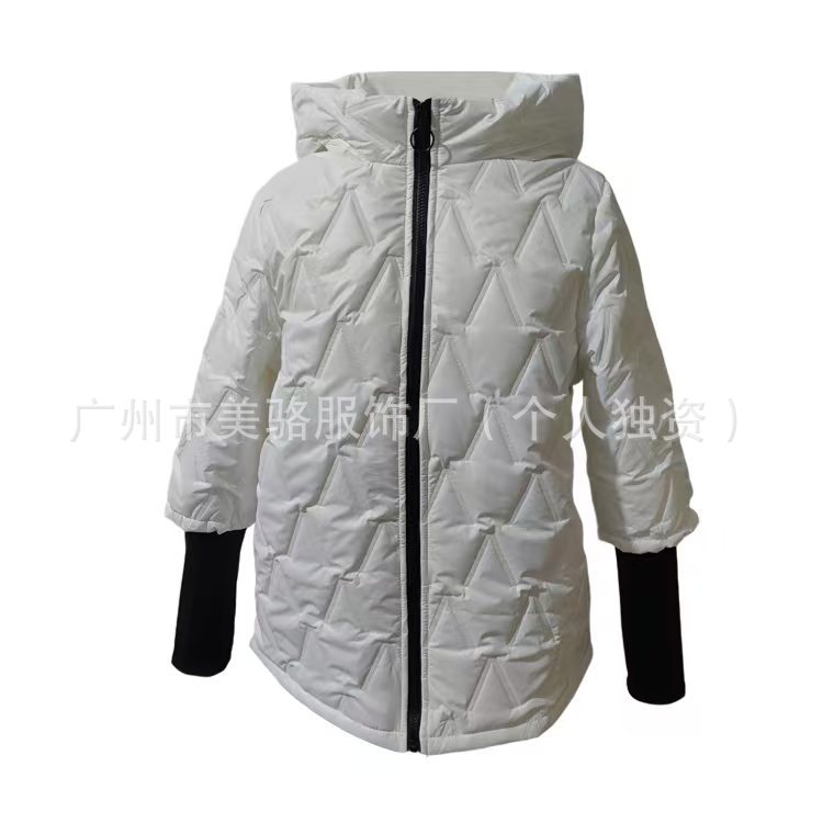 2024 independent station autumn and winter new fashion hooded embossed loose long sleeve stitching jacket cotton-padded coat cotton-padded jacket coat women