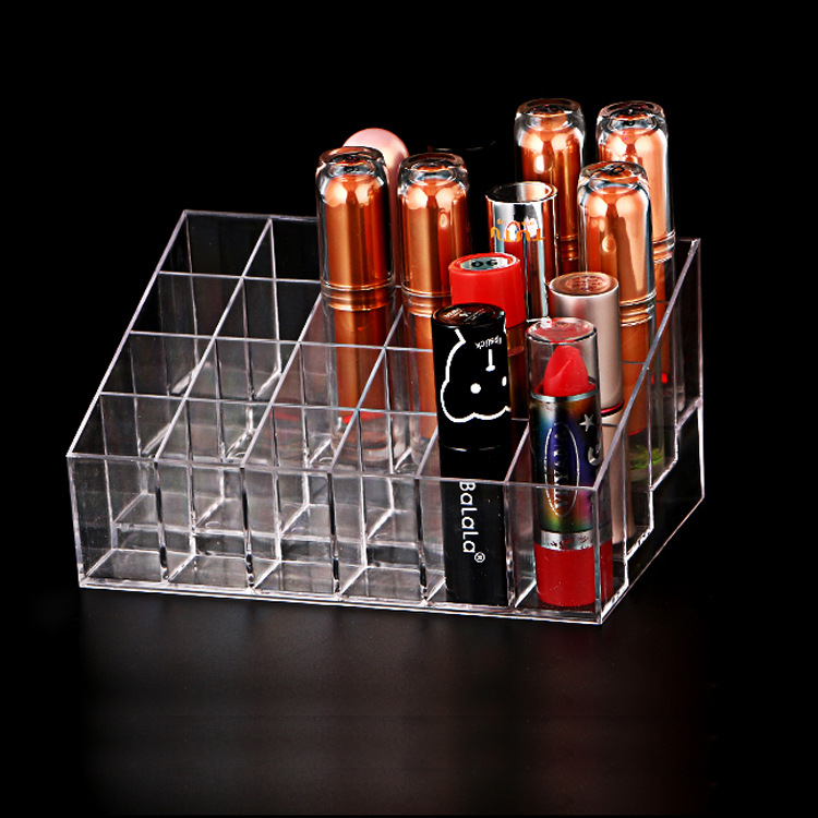 24 grid transparent lipstick rack storage finishing box desktop lipstick rack display cosmetics skin care products storage