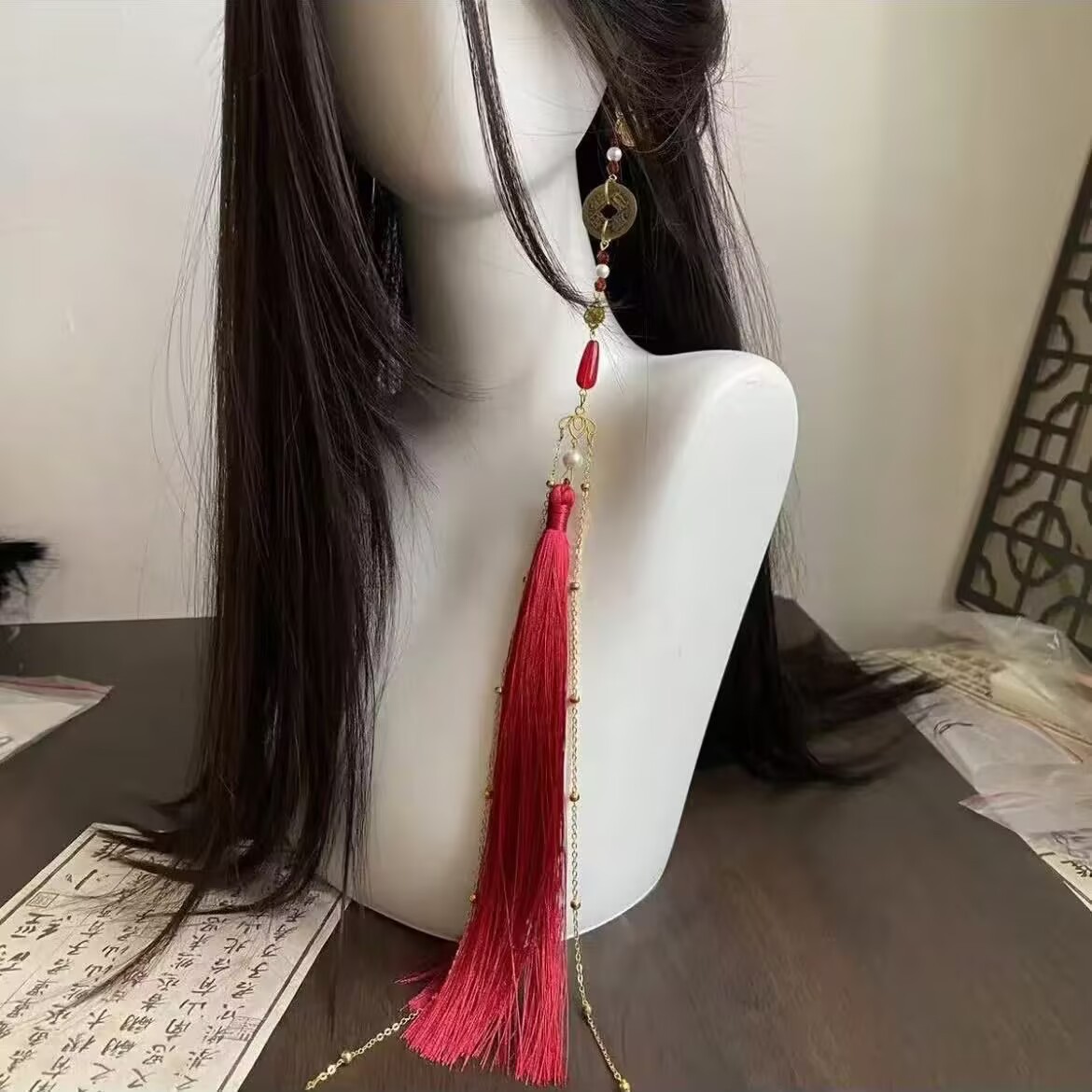 Shan Gui Spending Money Copper Earrings Antique Earrings for Men and Women Antique Han Elements Tassel Han Clothing All-match Accessories