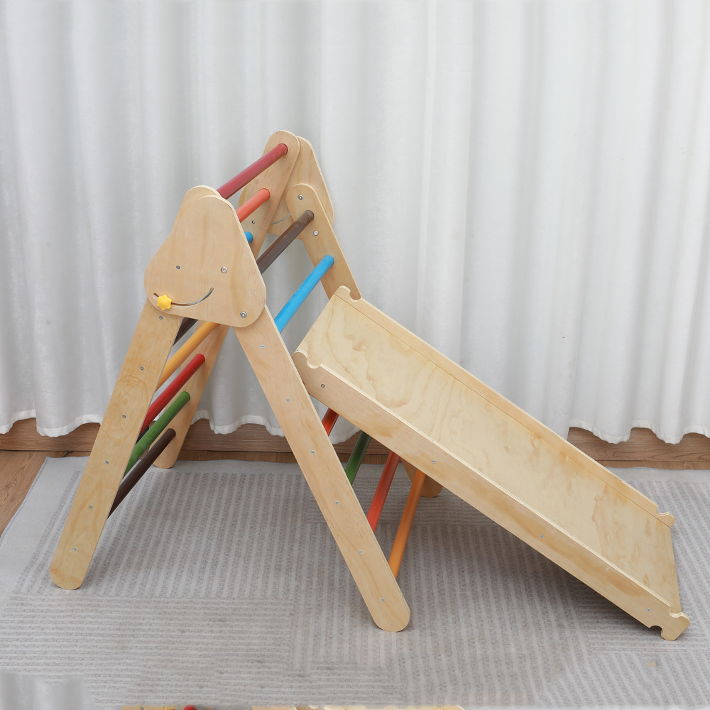 Children's Indoor Playground Climbing Toy Montessori Foldable Wooden Slide Arch Rocker Climbing Frame