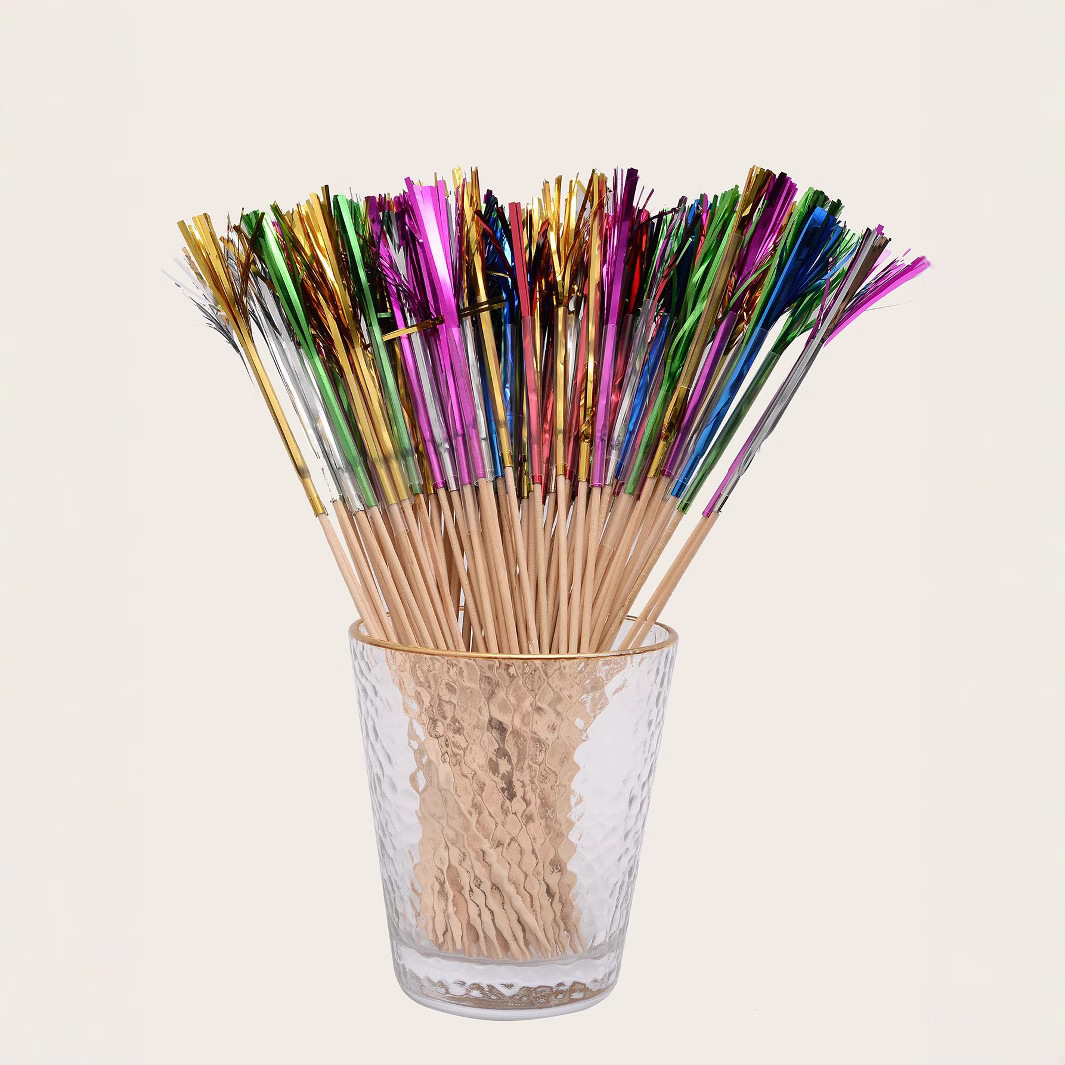 100 tassel fruit pick creative color wooden smoke pick cocktail toothpick cake baking decoration