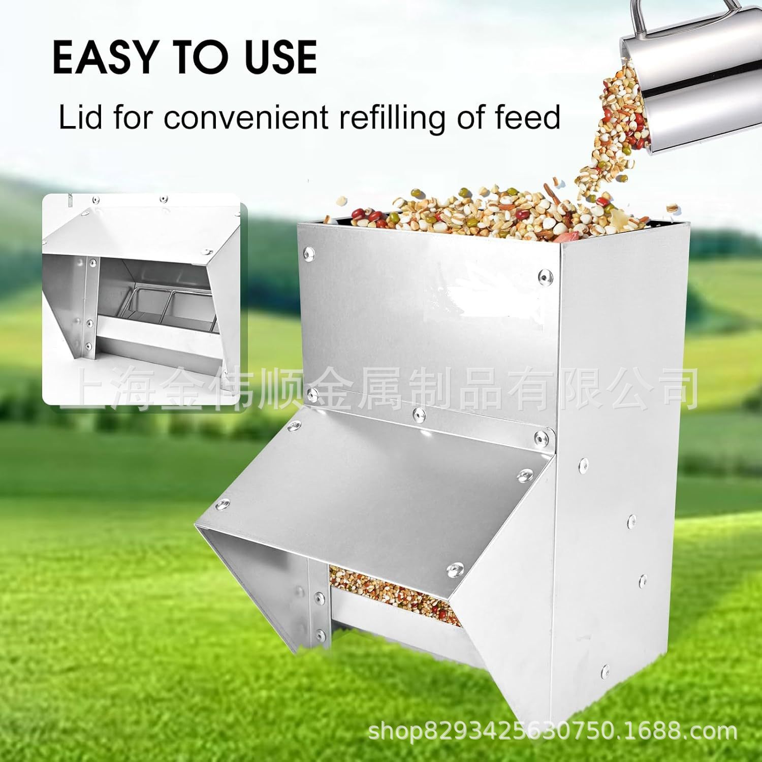 Chicken Trough Feeder Thickeneded Galvanized Sheet Trough Poultry Trough Feeder Chicken Feed Bucket Chicken Equipment