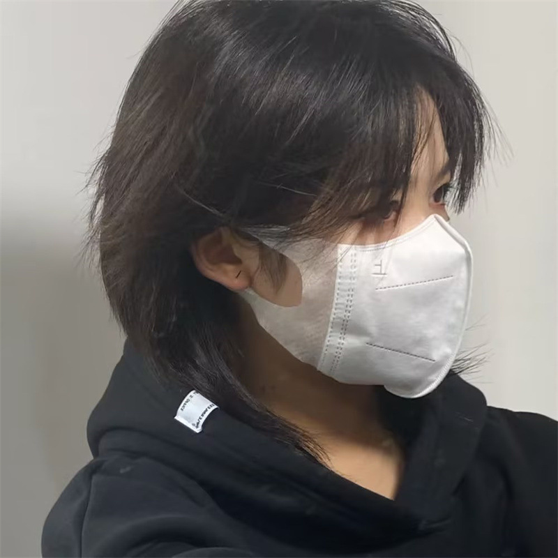 Japanese-Style Mullet Head Cosplay Wig for Men, Medium-Length Straight Hair Wig, Full Head Cover, Unisex Wolf Tail Synthetic Hair