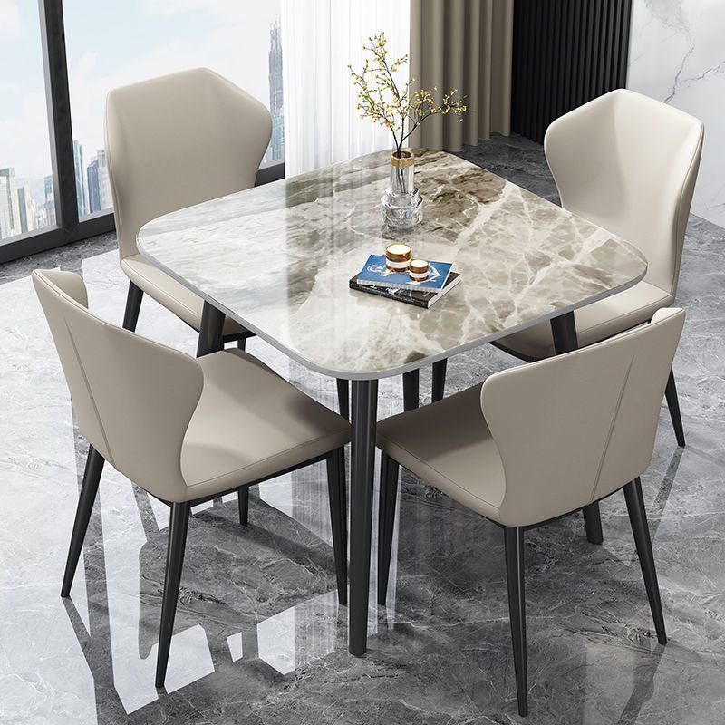 Italian Glossy Slate Dining Table Square Small Apartment Leisure Reception Negotiation Table Internet Celebrity Home Dining Table