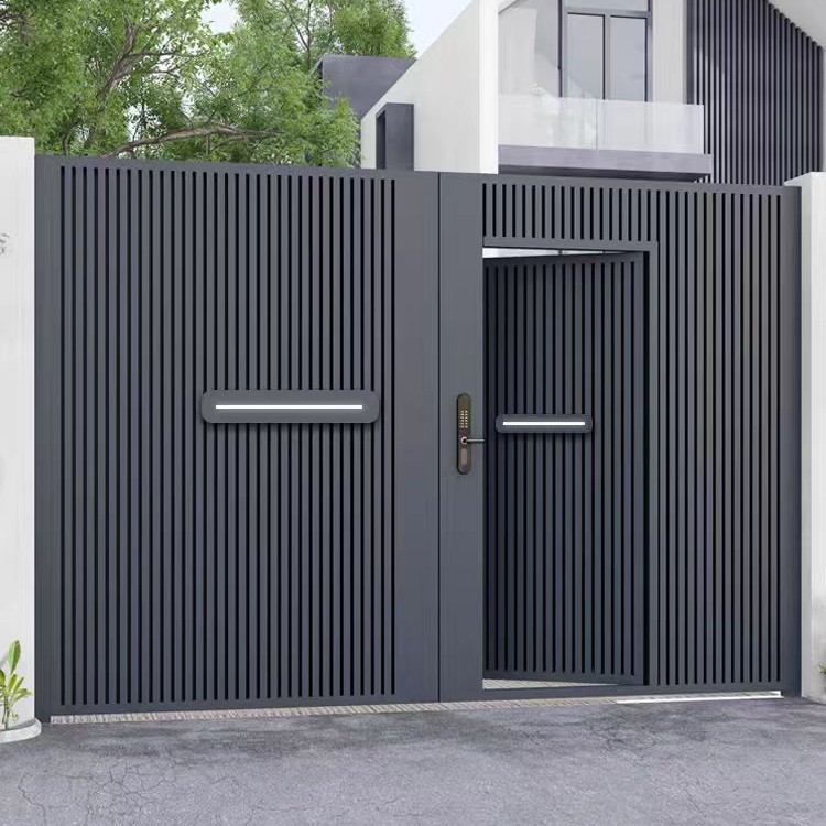 New Chinese Style Villa Courtyard Door Aluminum Alloy Single and Double Door Rural Self-Built House Sliding Door Anti-Theft Door Courtyard Door