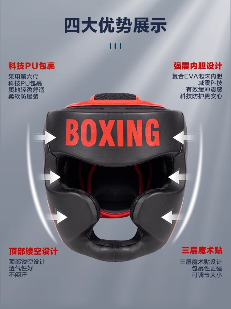 Professional Boxing Helmet Adult Children Sanda Fighting Head Protectors Muay Thai Kickboxing Hat Training Men's and Women's Protectors