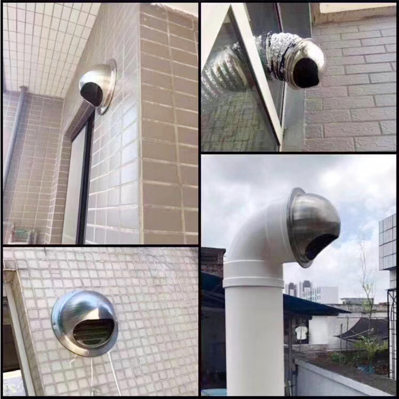 Outdoor 304 Stainless Steel Exhaust Hood Rainproof and Insect-proof Exterior Wall Vent 201 Vent Cap Outlet Pipe Cover