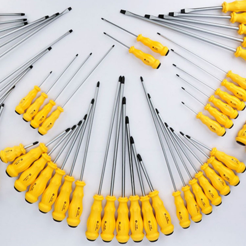 Stanley Plastic Handle Flat-Head Screwdriver S-2 Household Screwdriver with Magnetic Size Screwdriver