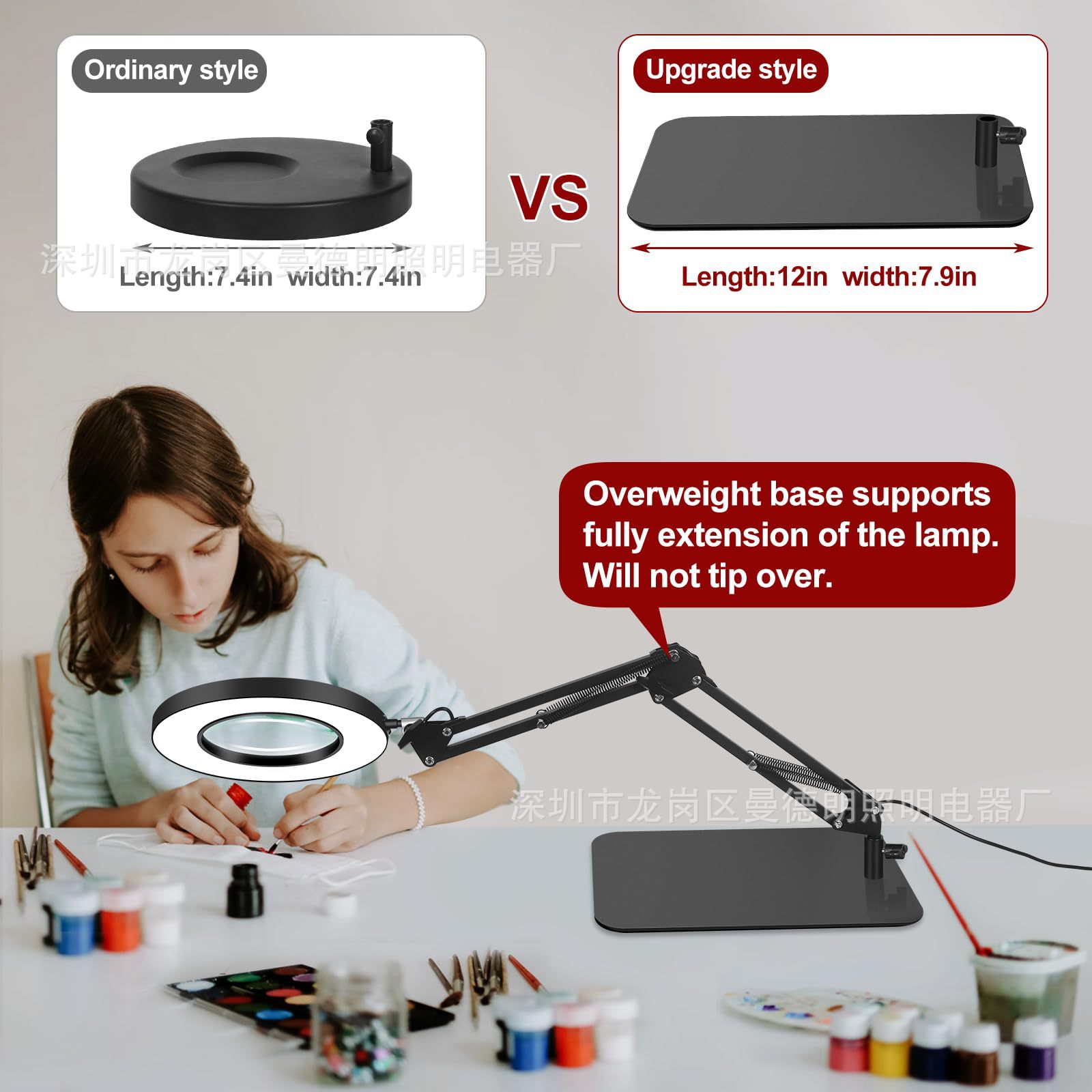 Cross Mirror LED Folding Magnifier Table Lamp Eyelash Nail Art Work Desktop Maintenance Cold Light Magnifier Clip Lamp