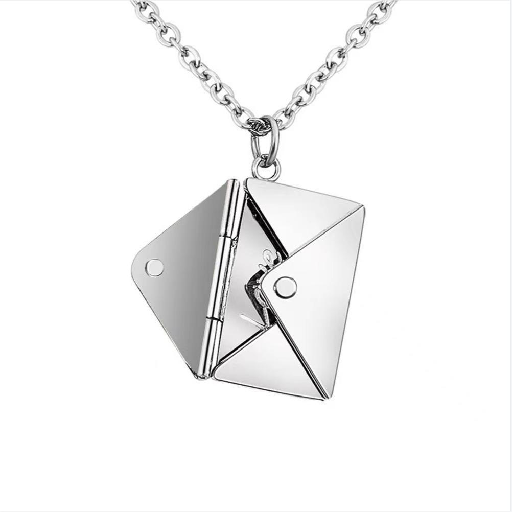 European and American Cross-Border Hot Selling Christmas Couple Gift Envelope Love Letter Clavicle Chain Women's High-End Light Luxury Openable Pendant