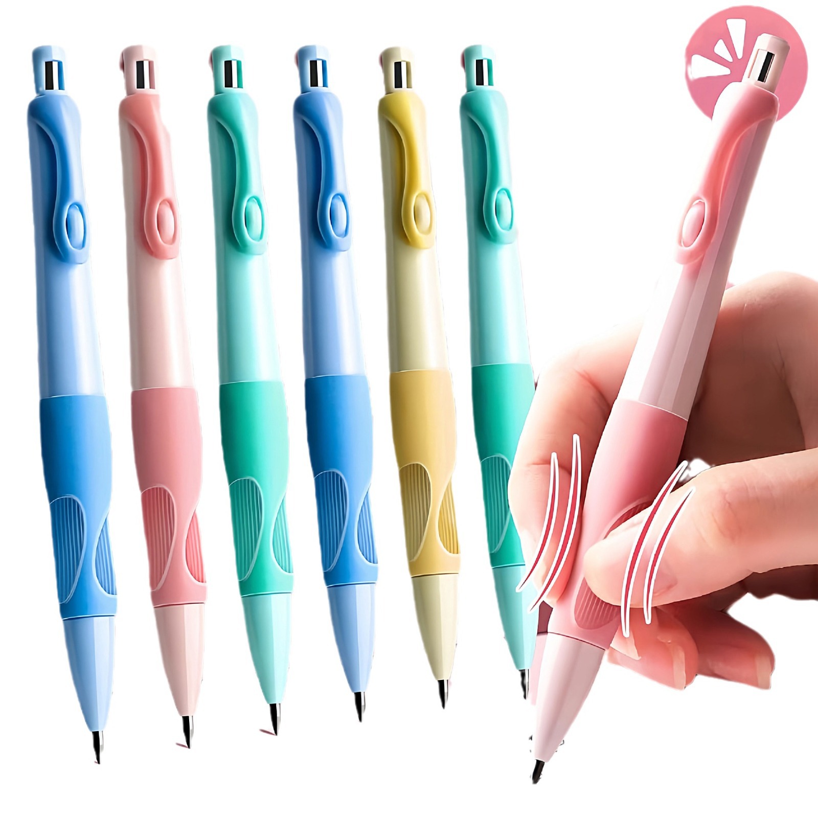 Dolphin Positive Posture Press 2.0 Mechanical Pencil Candy Color Primary School Students Special Correction Grip Posture Writing Pencil