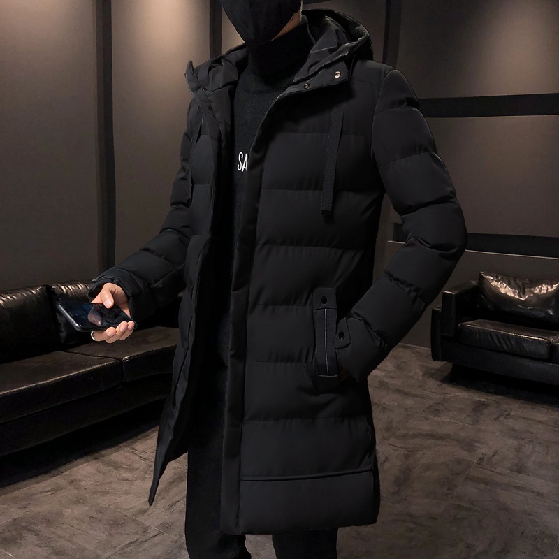 Mid-length cotton-padded jacket men's winter coat 2023 new thick hooded cotton-padded jacket men's Korean-style trendy down cotton
