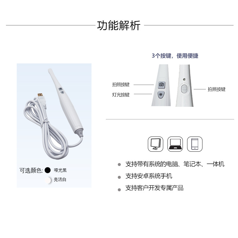 USB Oral Endoscope Hd Portable Oral Viewer Handle Endoscope Medical Teeth Photo