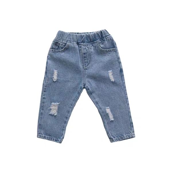 Children's Wear Children's Ripped Jeans Spring and Autumn New 1-8 Years Old Girl Boys' Loose Trousers Baby Western Style Daddy Pants