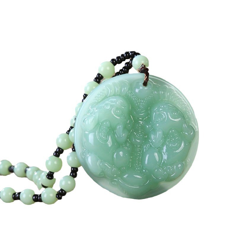 Guanyin pendant jade pendant jade pendant jade pendant Maitreya Buddha pendant glass material men's and women's gift necklace holiday gift