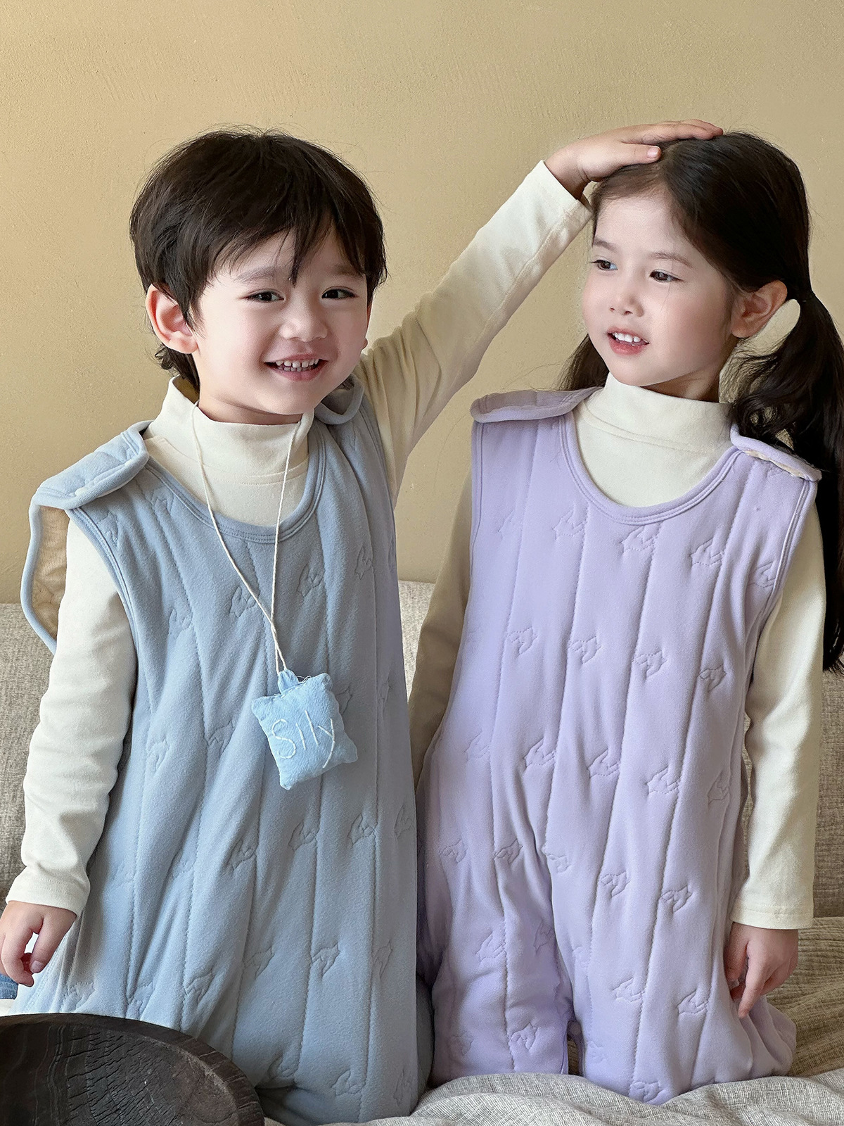 Детский хлопковый спальный мешок, утолщенный, осенне-зимний, для мальчиков и девочек, теплые шелковые пижамы