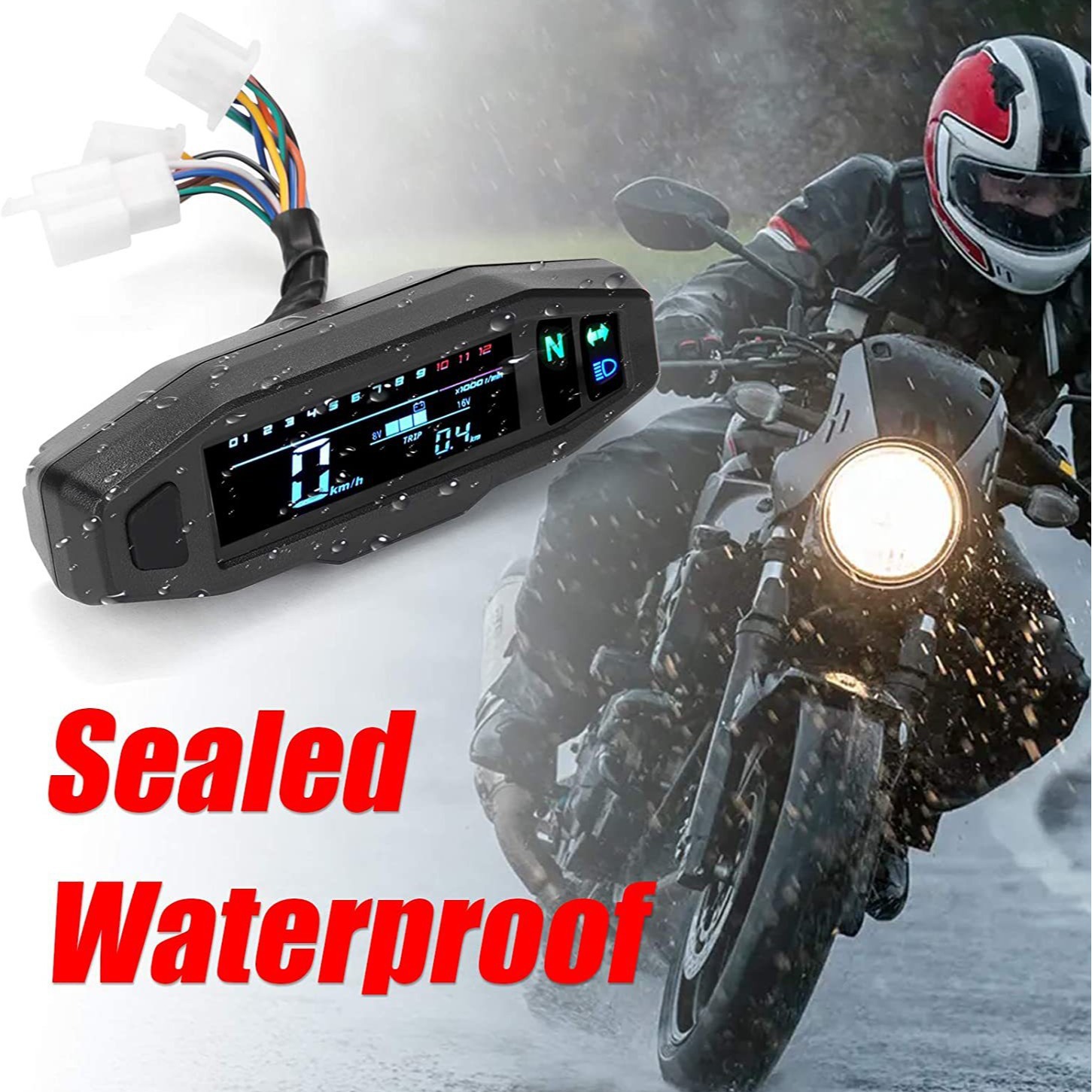 Cross-border motorcycle universal modified meter va HD LCD electronic digital meter speed oil gauge with bracket