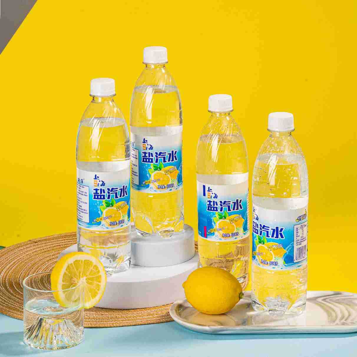 Salt Soda Old Shanghai Gas Water 600ml 24 Bottles Full Box Lemon Flavor Sugar-Free Carbonated Drink to Quench Thirst, Free Shipping