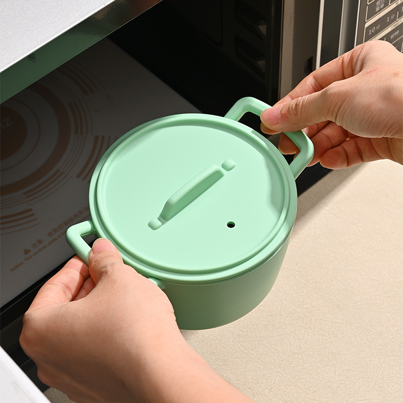 Food Grade Silicone Pot with Lid Microwave Heating Sealed Lunch Box Portable Lunch Box for Office workers Refrigerator Fresh-keeping Bowl