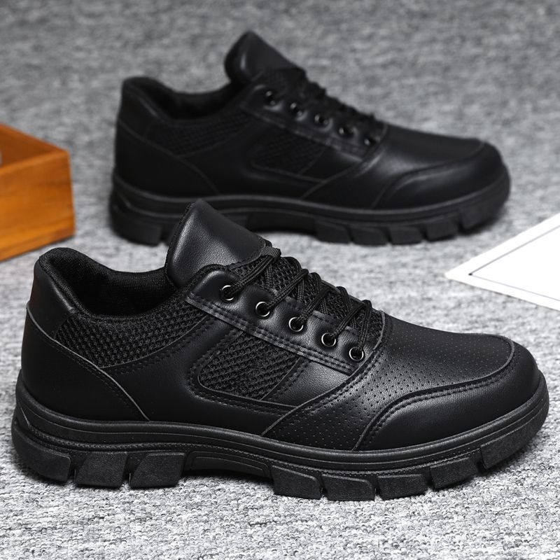 Men's Shoes 39-46 All Black Training Outdoor Training Shoes Patrol Security Casual Duty Waterproof and Stain-Resistant Work Shoes for Men