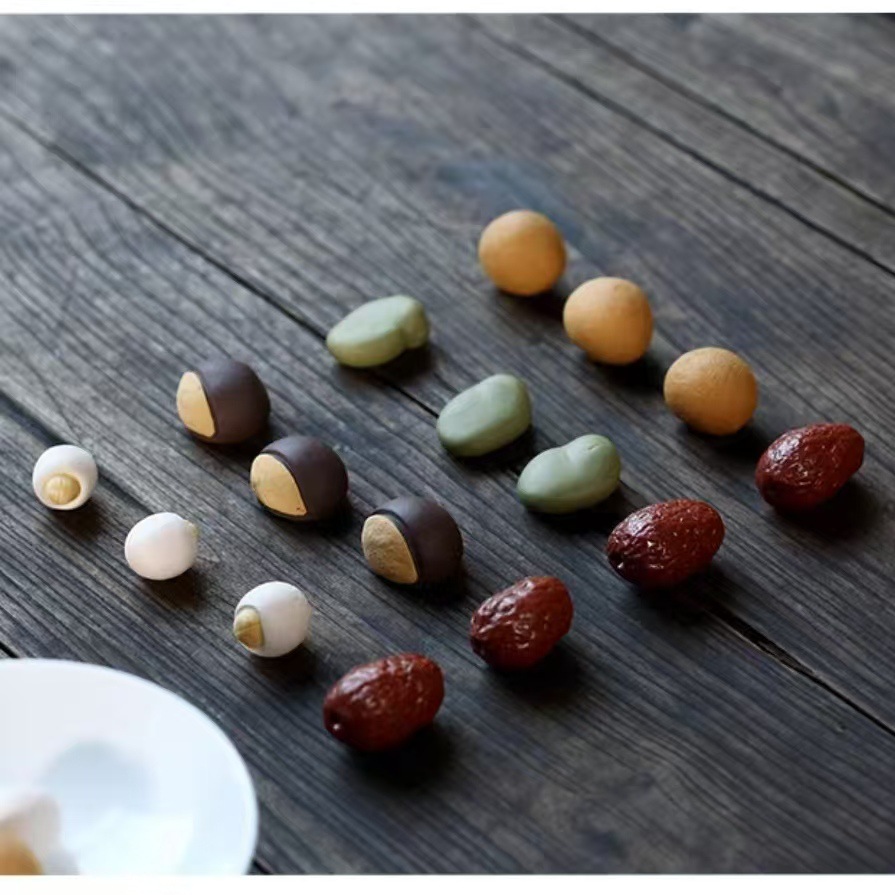 Zaoshengguizi purple sand simulation peanut longan crafts creative ornaments red dates melon seeds desktop tea table decorations