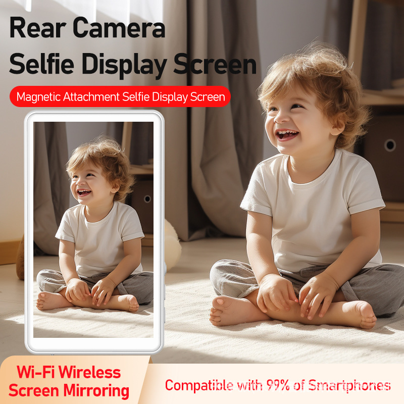 Foreign trade mobile phone rear self-timer display screen magnetic suction camera live video recording video real-time same screen split screen