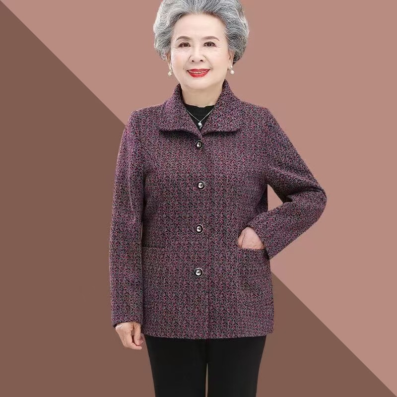 Mother's Woolen Coat for Middle-Aged and Elderly Women, Autumn and Winter Faux Mink Velvet Top for Seniors, Grandma's Thickened Warm Coat