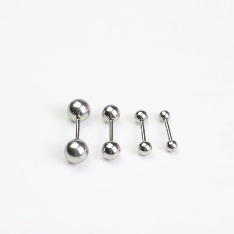 Silver beanie ball screw stud earrings exquisite simple small mini threaded beads ear bone stud sleeping pick-free Wholesale