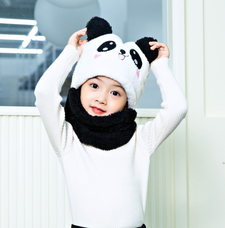 Children's hat wholesale autumn and winter boys and girls ear protection cap scarf one cute baby cap plus Velvet Ear cotton cap