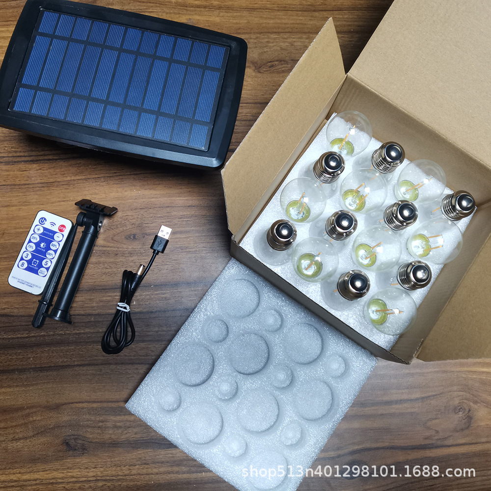 Solar Low Voltage Outdoor Waterproof String Lights S14 Bulb Reverse Teeth Setting