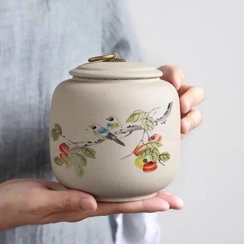 Stoneware Old Rock Mud Ceramic Jar Medium Light Luxury Tea Jar Packaging Jar Moisture-proof Sealed Tea Warehouse Pu'er Jar Gift Box