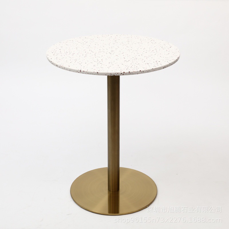 Nordic Style Terrazzo Small Round Table, Popular on Instagram, Coffee Shop Meeting Table, Balcony Leisure Light Luxury Decorative Round Table